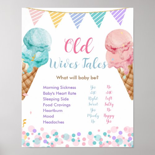 Ice Cream Gender Reveal Old Wives Tales Poster