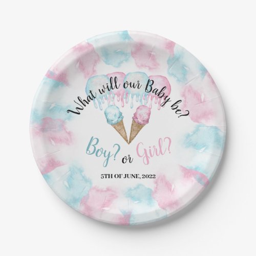 Ice Cream Gender Reveal Paper plate Paper Plates