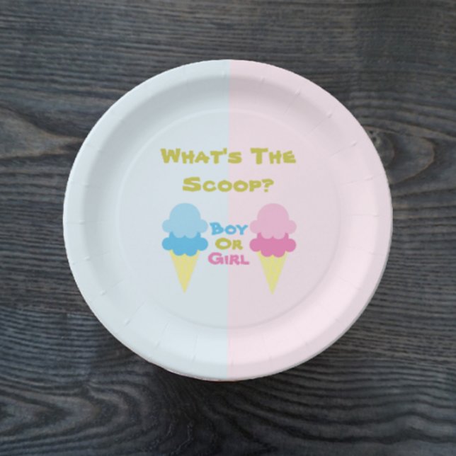 Ice Cream Gender Reveal Paper Plates (Creator Uploaded)