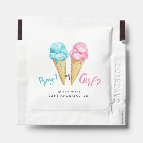 Ice Cream Gender Reveal Party Boy or Girl Hand Sanitizer Packet