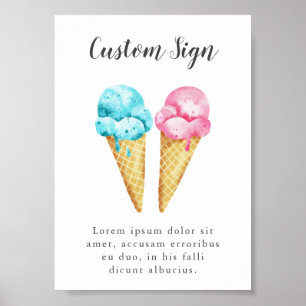 Ice Cream Gender Reveal Party Custom Sign