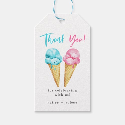 Ice Cream Gender Reveal Party Favor Gift Tags