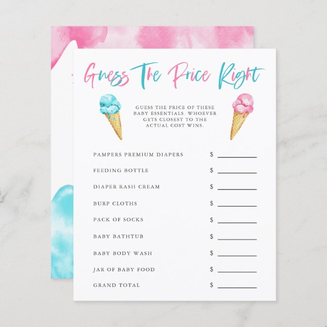 Ice Cream Gender Reveal Party Guess The Price (Front/Back)