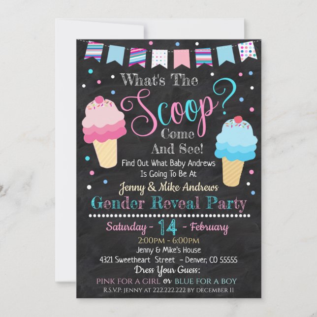 Ice Cream Gender Reveal Party Invitation (Front)