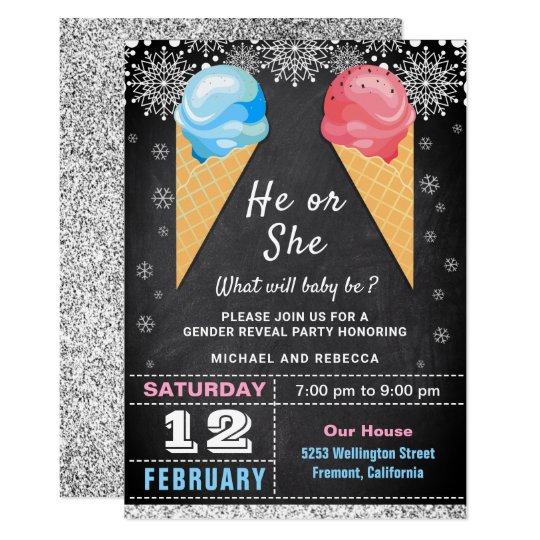 Ice Cream Gender Reveal Party Invitation 