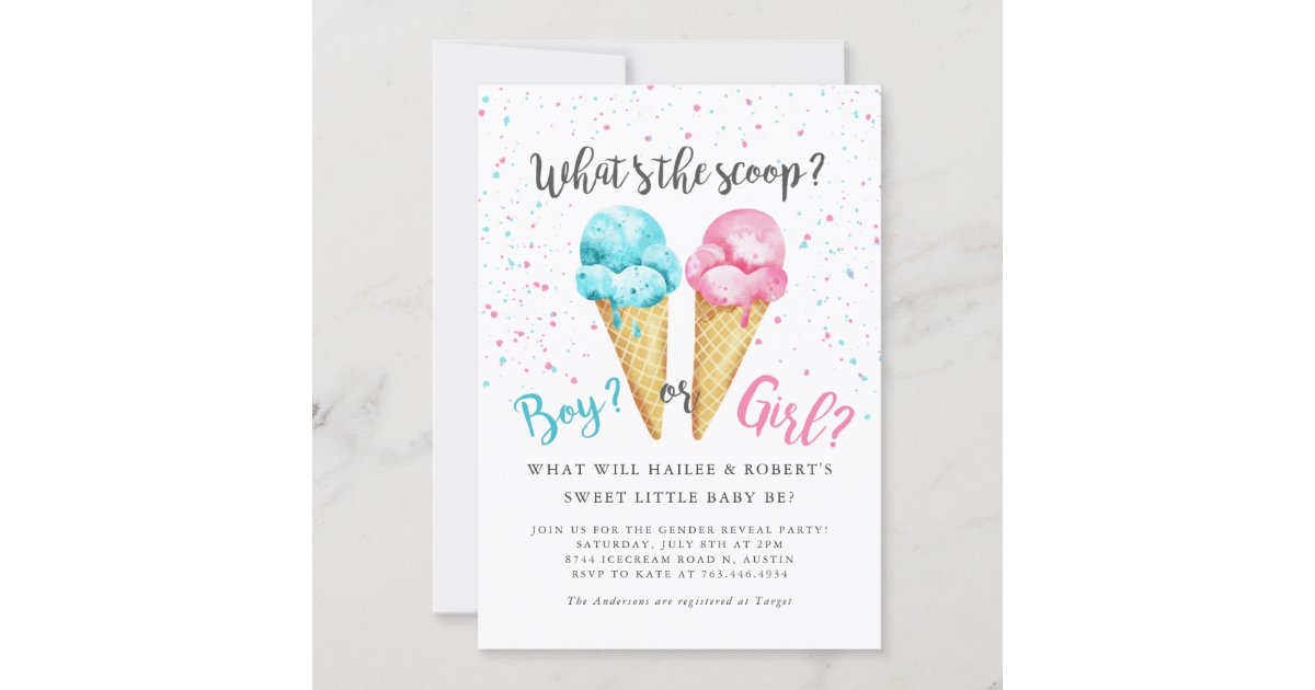 Ice Cream Gender Reveal Party Invitation | Zazzle.com