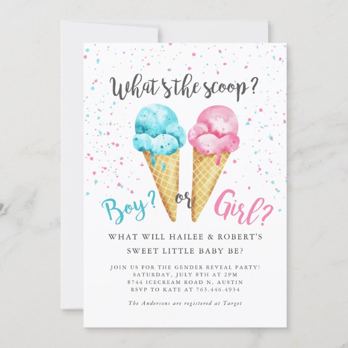 Ice Cream Gender Reveal Party Invitation 