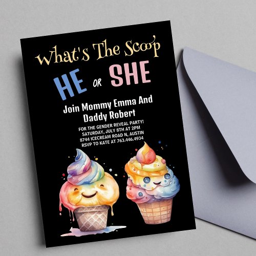 Ice Cream Gender Reveal Party Invitation