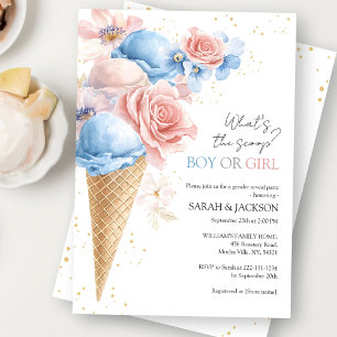 Ice Cream Gender Reveal Party Invitation