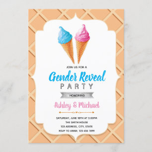 Ice cream gender reveal party invitation