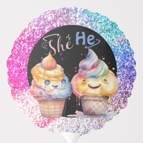 Ice Cream Gender Reveal Party Invitation Balloon