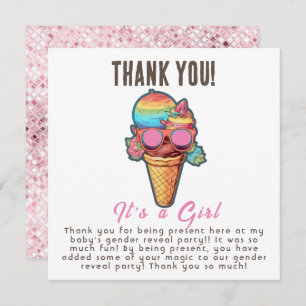 Ice Cream Gender Reveal Party Its a Girl Thank You Card