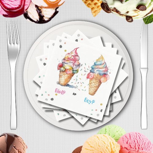 Ice Cream Gender Reveal Party  Napkins