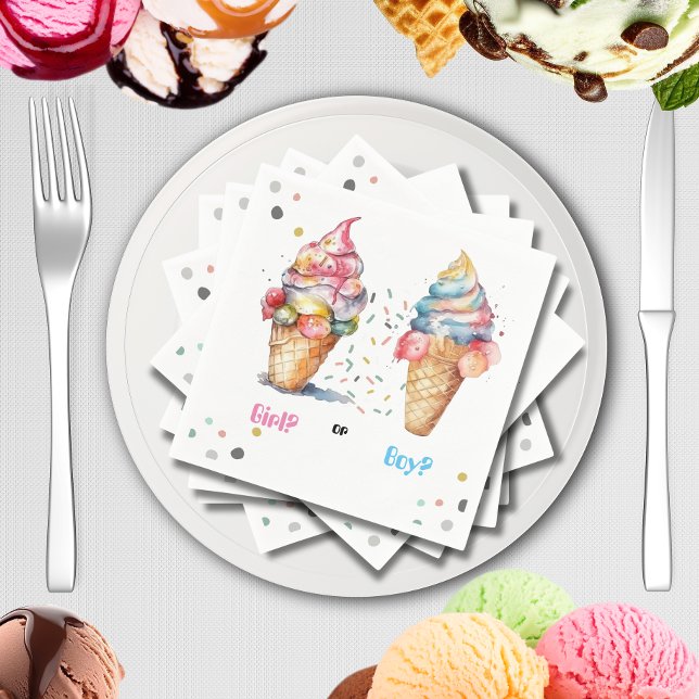 Ice Cream Gender Reveal Party  Napkins (Creator Uploaded)