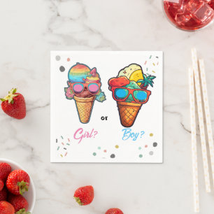 Ice Cream Gender Reveal Party  Napkins