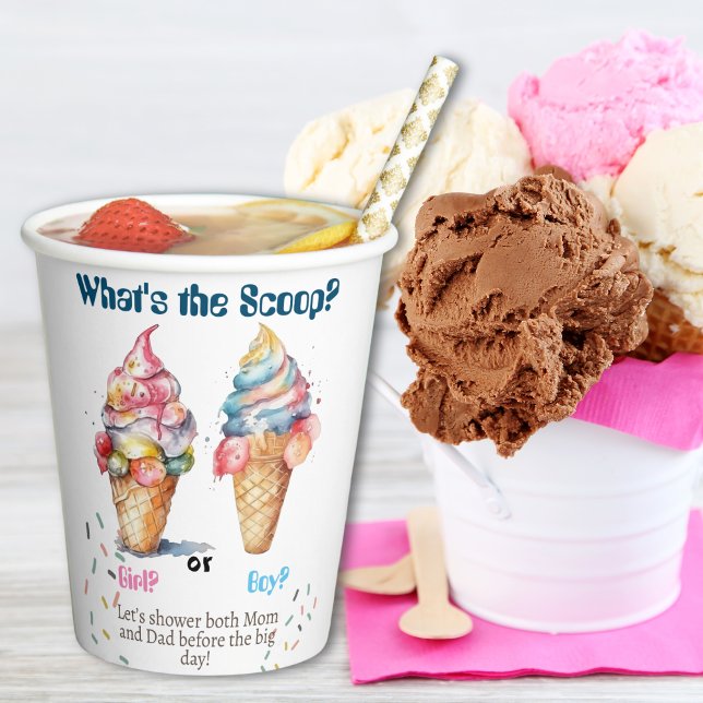 Ice Cream Gender Reveal Party Paper Cups (Creator Uploaded)