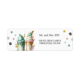 Ice Cream Gender Reveal Party Return Address Label