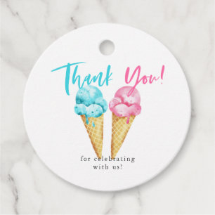 Ice Cream Gender Reveal Party Thank You Favor Tags