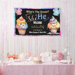 Ice Cream Gender Reveal Party Welcome Banner
