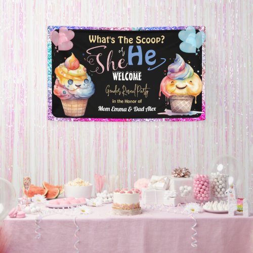 Ice Cream Gender Reveal Party Welcome Banner