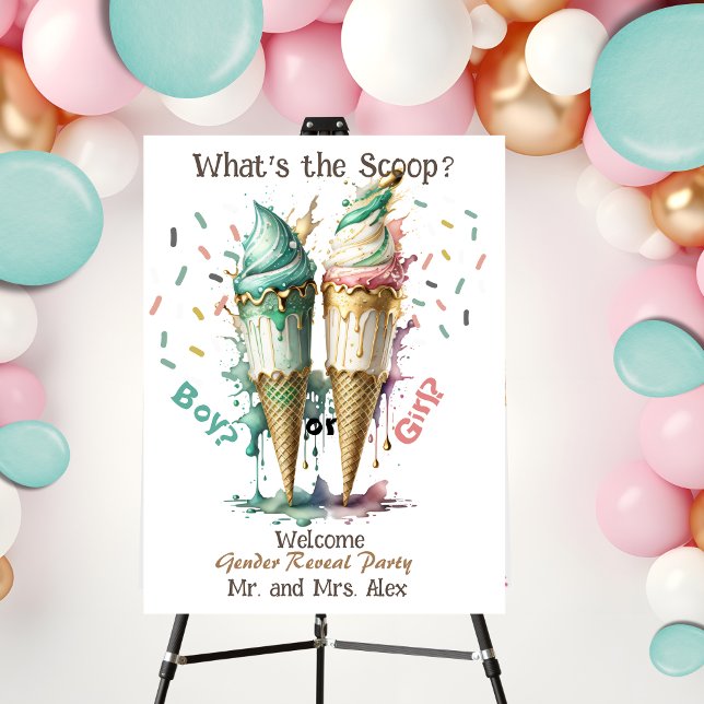 Ice Cream Gender Reveal Party Welcome Foam Board (Creator Uploaded)