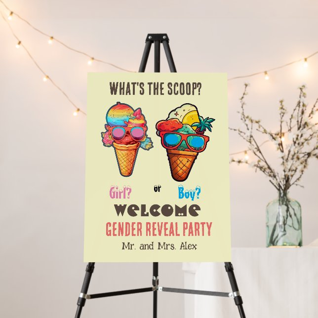 Ice Cream Gender Reveal Party Welcome Sign (In Situ (Stand))