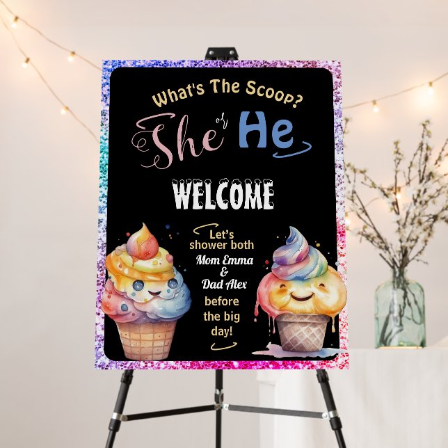 Ice Cream Gender Reveal Party Welcome sign (In Situ (Stand))