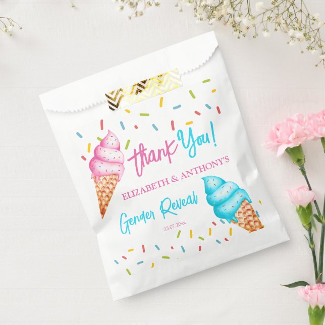 Ice cream gender reveal thank you favor bag (Sealed)