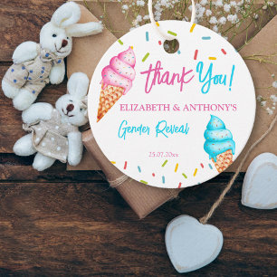 Ice cream gender reveal thank you favor tags