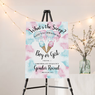 Ice cream gender reveal welcome sign. foam board