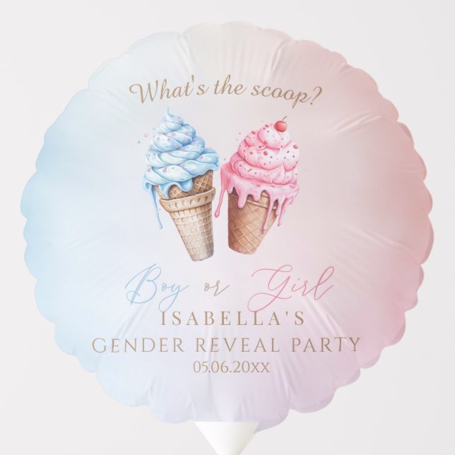 Ice cream Gender Reveal What's The Scoop  Balloon (Front)