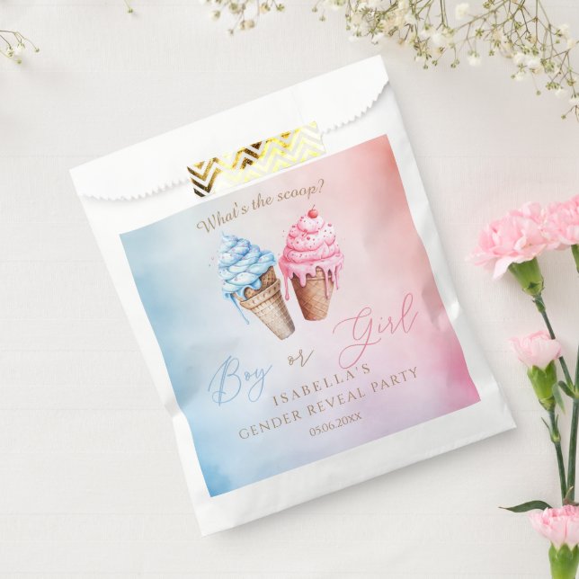 Ice cream Gender Reveal What's The Scoop  Favor Bag (Sealed)