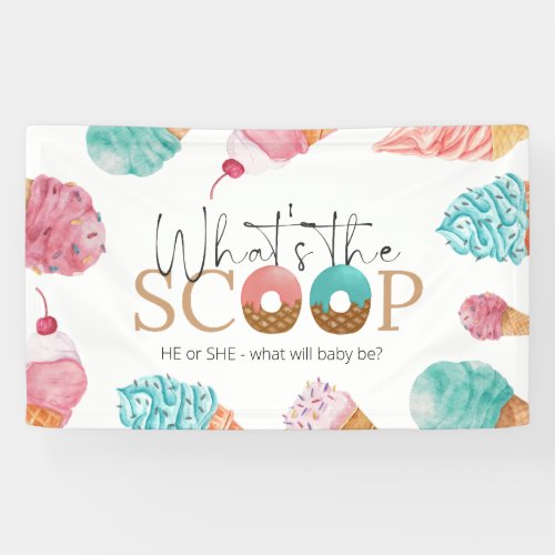 Ice Cream Gender Reveal Whats the Scoop Party Banner
