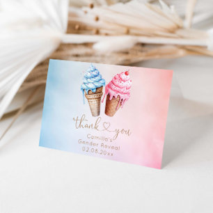 Ice cream Gender Reveal What's The Scoop Thank You Card