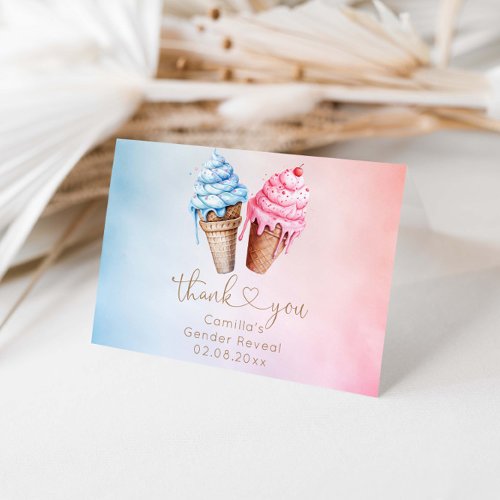Ice cream Gender Reveal Whats The Scoop  Thank You Card