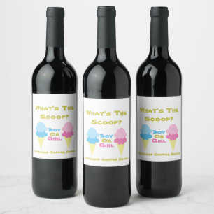 Ice Cream Gender Reveal Wine Label