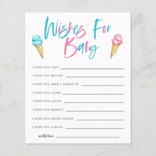 Ice Cream Gender Reveal Wishes for Baby Card