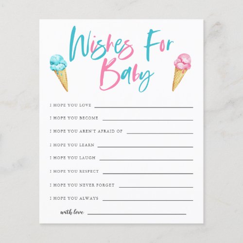 Ice Cream Gender Reveal Wishes for Baby Card