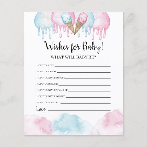 Ice cream Gender Reveal Wishes for Baby Card
