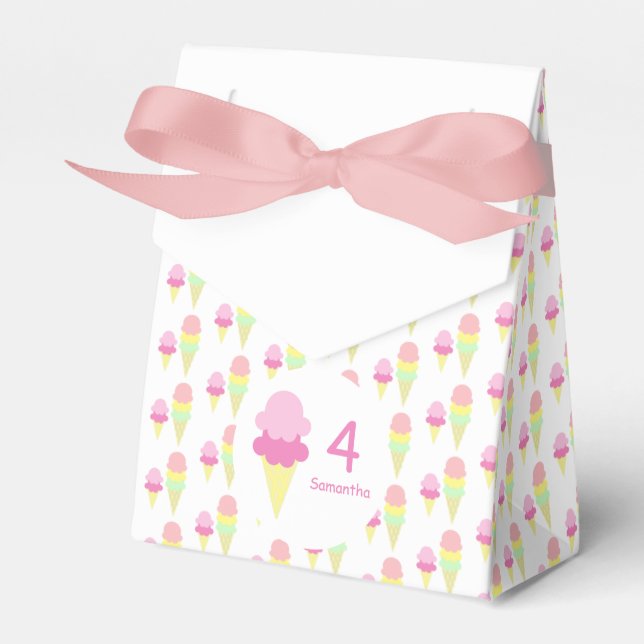 Ice Cream Girl Birthday Favor Boxes (Front Side)