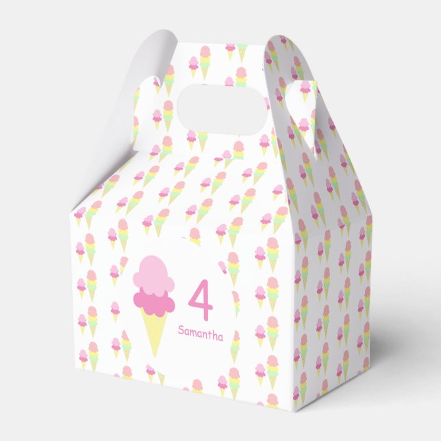 Ice Cream Girl Birthday Favor Boxes (Front Side)