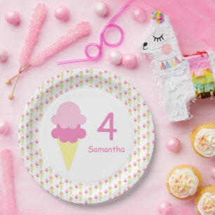 Ice Cream Girl Birthday Paper Plates