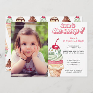 Ice Cream Girl Birthday Photo Invitation