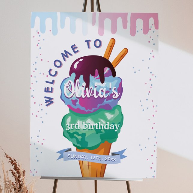 Ice Cream Girl Birthday Welcome Sign (Creator Uploaded)