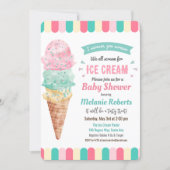 Ice Cream Glitter Baby Shower Invitation (Front)