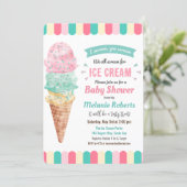 Ice Cream Glitter Baby Shower Invitation (Standing Front)