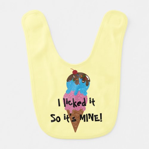Ice Cream Glitter Cone with Quote Baby Bib