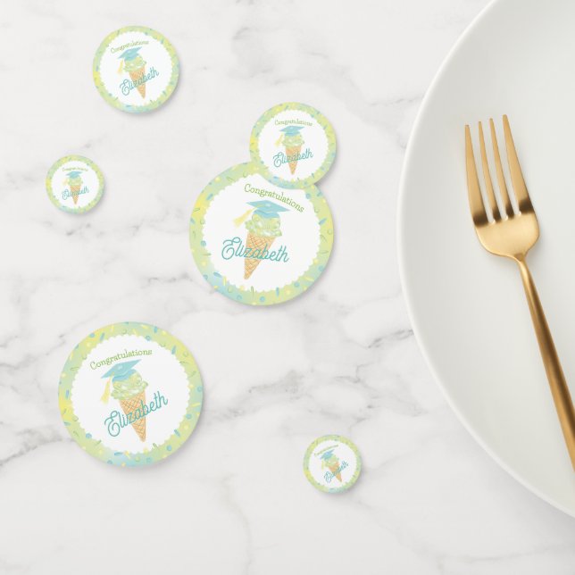 Ice Cream Graduation Party Blue Green Confetti (Group)
