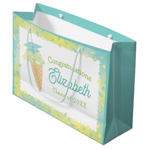 Ice Cream Graduation Party Blue Green Large Gift Bag
