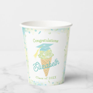 Ice Cream Graduation Party Blue Green Paper Cups